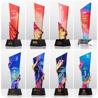 Trophée en marbre écologique, trophée en cristal étoile à cinq branches haut de gamme personnalisé pour récompense de réunion annuelle