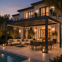 Pergola en aluminium imperméable avec toit à lamelles motorisé et réglable, gazebo extérieur pour patio, jardin, cour, villa, ombrage