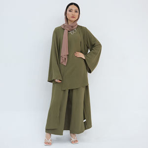Loriya 2024 Nuovo Set di 3 Pezzi Abaya in Poliestere Stile Dubai e <span class=keywords><strong>Turchia</strong></span>, <span class=keywords><strong>Abbigliamento</strong></span> Islamico Modesto per Donne - Product Image 1