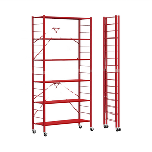 <span class=keywords><strong>Scaffale</strong></span> Pieghevole a 6 Ripiani Multifunzione Espandibile con Ruote, <span class=keywords><strong>Scaffale</strong></span> Portaoggetti in Metallo a Media Portata - Product Image 1