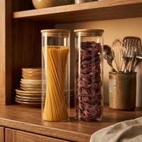 Ensemble de pots à épices en verre transparent faits à la main de différentes tailles, de qualité alimentaire, pour le stockage des ingrédients de cuisine