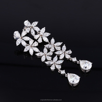 Breloques de mode personnalisées 18K or blanc massif Moissanite pendentif lustre boucle d'oreille de mariée