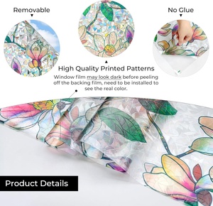 Film pour vitres en verre teinté, vinyle de confidentialité, givré, sans colle, adhésif statique, motif floral magnolia, maison, cuisine, bureau, salle de bain, 200 cm - Product Image 4