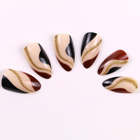 VV MEIJIAER Ensemble de 24 ongles à pression avec colle et lime à ongles Fournisseur de faux ongles pour femmes Ongles artificiels
