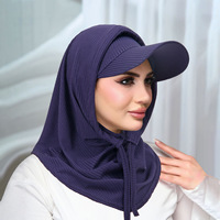 Nouveauté Turban Foulard Chapeau en Polyester Uni Combinaison Ensemble Voile Musulman Accessoires pour Femme