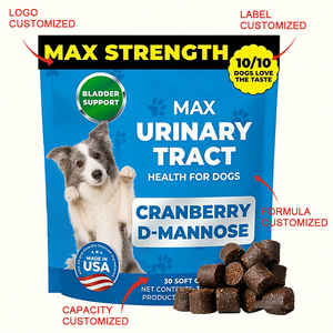 Max Strength Complément Urinaire pour Chiens à la Canneberge avec D-Mannose, Soutien <span class=keywords><strong>de</strong></span> la <span class=keywords><strong>Vessie</strong></span>, Friandises à Mâcher Souples, Sachet <span class=keywords><strong>de</strong></span> 30 Unités, Approvisionnement en Gros - Product Image 2