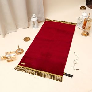 <b>Large</b> Adult Muslim Prayer <b>Mat</b> Premium Soft Faux Fur Foam Padding Washable Anti Slip Gold Tassels Home Gift Box - Product Image 6