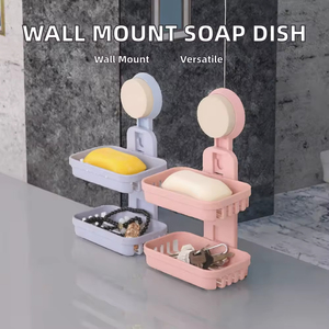 Hot Sale 2pcs Plastic <b>Storage</b> Shelf and Soap Rack Bathroom Decoration Accessory Set for <b>Shower</b> Douche Soap Holder - Product Image 3