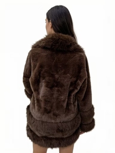 Cappotto da Donna in Finta Pelliccia di <span class=keywords><strong>Visone</strong></span> e Volpe <span class=keywords><strong>con</strong></span> Colletto a V e Cintura, Giacca Invernale Spessa e Calda a Maniche Lunghe - Product Image 2