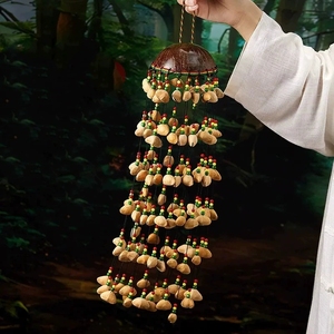 Wholesale Ethnic Hand‑woven Fruit Shell <b>Wind</b> <b>Chime</b> Natural Coconut Cap Hanging Rattle Bell Yoga Sound Healing Ornament - Product Image 2