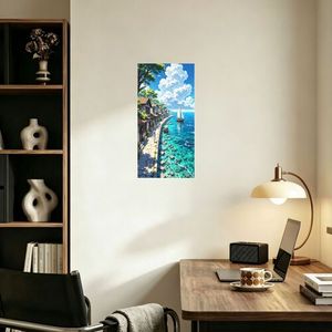 Floral Panel Plants & Flowers Minimalist Beige <b>Hanging</b> Wedding Canvas Wall Art Rectangle Frameless Modern Print Medium Size - Product Image 3