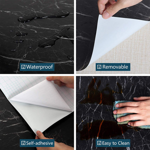 Rollo de película de vinilo de granito, papel tapiz decorativo de mármol autoadhesivo impermeable de Pvc, diseño moderno negro extraíble <span class=keywords><strong>para</strong></span> <span class=keywords><strong>Baño</strong></span> - Product Image 6