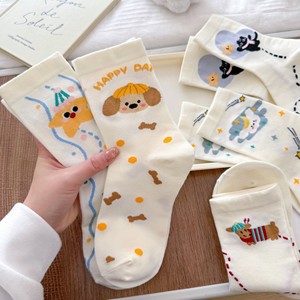 KTA-132 Custom Cute High Quality Girls Cotton <strong>Socks</strong> Puppy Star Sweet <strong>Sweaty</strong> Fashion Casual Sports Wholesale White <strong>Socks</strong> - Product Image 3