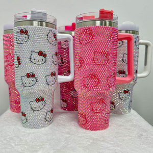 Large 40oz Outdoor <strong>Halloween</strong> Thermal Drink <strong>Cup</strong> with Handle Straw 40 oz Rhinestone Tumbler Vacuum Bottle Type for Back to School - Product Image 1