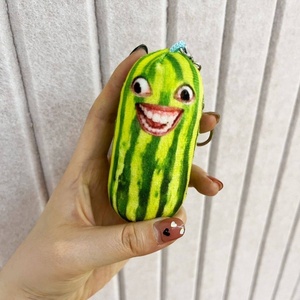 Watermelon Strips Plush Keychain Watermelon Design Keychain Fruit <b>Doll</b> Keyrings Gift <b>Accessory</b> for Birthdays and Parties - Product Image 3