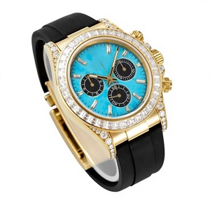high top quality watch Waterproof 40mm PPM factory 904L steel 4131 movement Chrono Diamond Turquoise Diver watch - Product Image 1