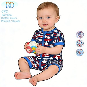 Tutina a maniche corte in bambù RD Patriotic - Tutina con cerniera a stelle e strisce per il 4 <span class=keywords><strong>luglio</strong></span> per neonati e bambini piccoli - Product Image 6