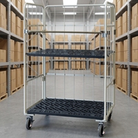 Chariot de stockage robuste en acier galvanisé CASE CARTER OEM avec roues, cage en treillis métallique, conteneur roulant de sécurité 400 kg