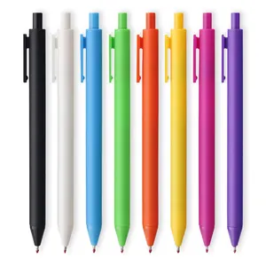 Wholesale Custom Printed Logo Ballpoint Pen Multiple Color Retractable Soft Rubber Plastic Click Plastic Pen