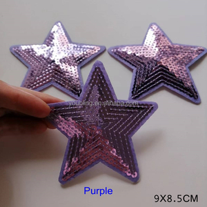Parche de hierro brillante para bordado, Parche de lentejuelas de Estrella Roja de 9CM y 10 colores - Product Image 5