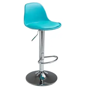 Elegant Nordic Blue Plastic Pu Leather Swivel Bar Stool Custom Barstool Chairs With Back