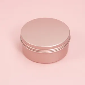 wholesale price 60ml 100ml frosted pink metal packaging container tin for gift aluminum round tin can for candles