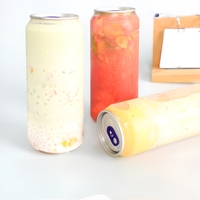 Bouteilles en plastique PET OEM avec logo, canettes transparentes de haute qualité pour boissons gazeuses avec couvercles en aluminium