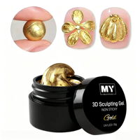 Gel de Sculpture 3D pour Ongles Effet Métallique Non Collant pour Nail Art, Modélisation 3D, Nœuds, Fleurs, Manucure