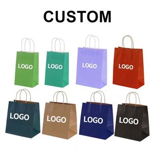 Sacs en papier kraft personnalisés recyclables en gros, sacs d'emballage en papier kraft avec logo imprimé personnalisé et poignée - Product Image 2