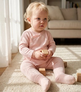 Ensemble de 2 pièces en tricot de coton pour nouveau-né, pull pour bébé garçon et fille, ensemble de vêtements en tricot avec <span class=keywords><strong>bas</strong></span>, OEM - Product Image 1