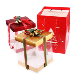 Atacado fábrica vendas diretas Baking Embalagem Natal embalagem gingerbread caixa Transparente Natal gingerbread casa