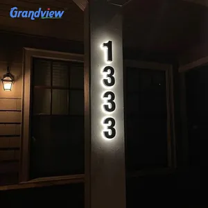 Fabricante Personalizado Led Iluminado Backlit Aço Inoxidável Números Quarto Número Casa Do Hotel Com Luzes