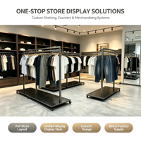 Présentoir Commercial sur Roulettes en Acier Inoxydable pour Vêtements, Meuble d'Islande pour Magasin, Personnalisation Complète