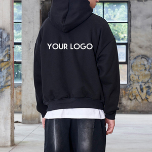 Pull à capuche en molleton 100 % coton, personnalisable avec logo, couleur unie, épais, coupe oversize, écologique, coupe-vent pour homme – Vente en gros - Product Image 4