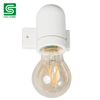 Douille de lampe E27 compacte en porcelaine avec prise, design élégant, base luminaire 4A 250V pour intérieurs contemporains