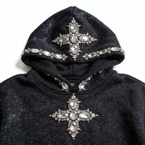 Sweat à capuche personnalisé avec strass Y2K, <span class=keywords><strong>pull</strong></span> scintillant, streetwear gothique, haut à capuche avec strass pour homme - Product Image 1