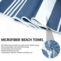 Serviettes de plage en microfibre recyclée de haute qualité, rayures bleues, séchage rapide, sans sable, pour l'été et la natation