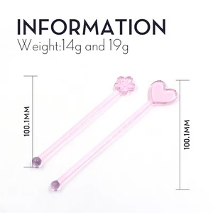 عصا تحريك المشروبات الزجاجية الشفافة الوردية المخصصة للبار والمشروبات والقهوة والعصير والحفلات - Product Image 4