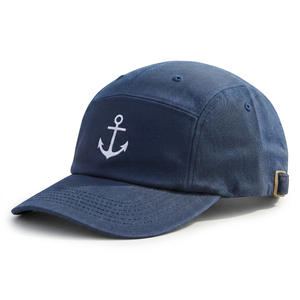 Gorra de 5 Paneles con Logotipo Personalizado Bordado, Perfil Medio, Visera Precurvada, Alta Calidad, Algodón Azul Marino, Correa Ajustable - Product Image 2