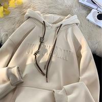 Nouveau Sweat-shirt Décontracté Femme Tendance Streetwear en Coton Lourd Tricoté Surdimensionné avec Lettres en Relief OEM