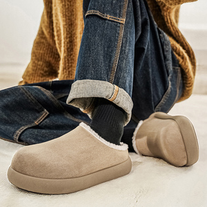 Botas de Nieve Retro de Invierno, Nuevo Estilo, Color Camel Marrón, para Hombre, con Suela Gruesa, Forro de Algodón Cálido, Tipo Pantuflas - Product Image 5