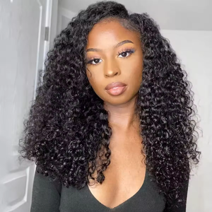 Perruque mi-longue WXJ en cheveux humains Remy bouclés, sans colle, clips invisibles, facile à porter, ligne de cheveux invisible, convient aux débutants, 20 pouces - Product Image 1