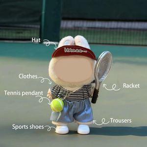Appendiabiti per Bambole Lafufu, Decorazione Busta Rossa, T-shirt Arcobaleno Bianca, Completo Sportivo da Tennis in Poliestere Unisex, 14 Anni, di Tendenza - Product Image 3