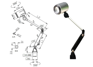ONN-M2S công nghiệp nhiệm vụ ánh sáng CE 220V <span class=keywords><strong>Swing</strong></span> cánh tay 6500K Nhiệt độ màu Nhôm Cơ thể 12V AC điện tùy chỉnh logo Chiều dài IP65 - Product Image 5