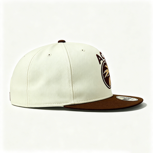 Casquette Snapback Homme Bicolore Crème Blanc Marron Été Décontractée Sportive Broderie 3D Logo Visière Plate Structurée Rétro Hip-Hop - Product Image 4