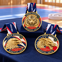Médailles de compétition sportive personnalisées Aigle Dragon Tigre, récompenses de championnat d'arts martiaux avec logo et rubans personnalisés OEM ODM