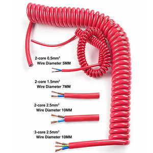 Câble électrique spiralé H05BQ-F H07BQ-F rouge à 2 ou 3 conducteurs, câble enroulé pour extérieur - Product Image 1