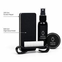 Kit professionnel de nettoyage et de réparation des rayures pour montres, crème nettoyante et spray de polissage de luxe pour montres, marque privée, pour acier inoxydable OEM