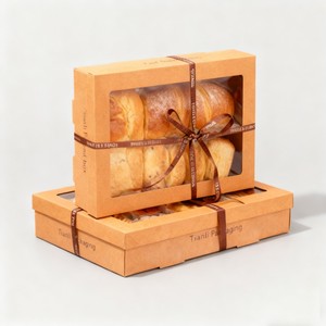 Commercio all'ingrosso pane <span class=keywords><strong>Baguette</strong></span> Toast scatola di imballaggio alimentare Base Kraft e coperchio scatola di carta da asporto scatola per feste da asporto - Product Image 1