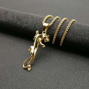 Collier pendentif léopard plaqué or Yunnique en acier inoxydable avec incrustation de zircon cubique, bijoux de fête unisexe, design animal du zodiaque - Product Image 4